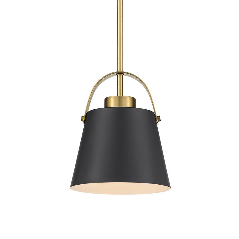 Roseto ZP31829 Carrillo 8" Wide Mini Pendant - Matte Black / Heritage Brass