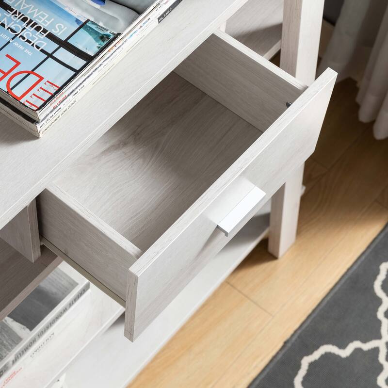 Modern Home Display Cabinet 4- Tier Open Shelving with Center Drawer for Living Room, Entryway, Bedroom