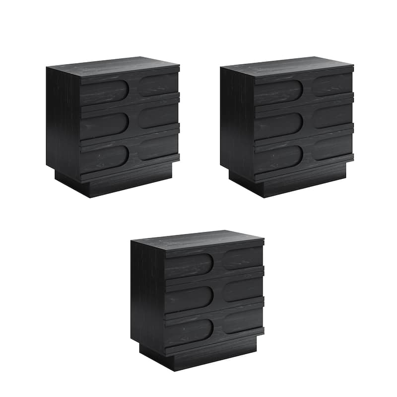 Iris 3 Drawer Dresser, Mid-Century Modern Solid Wood Dresser for Bedroom