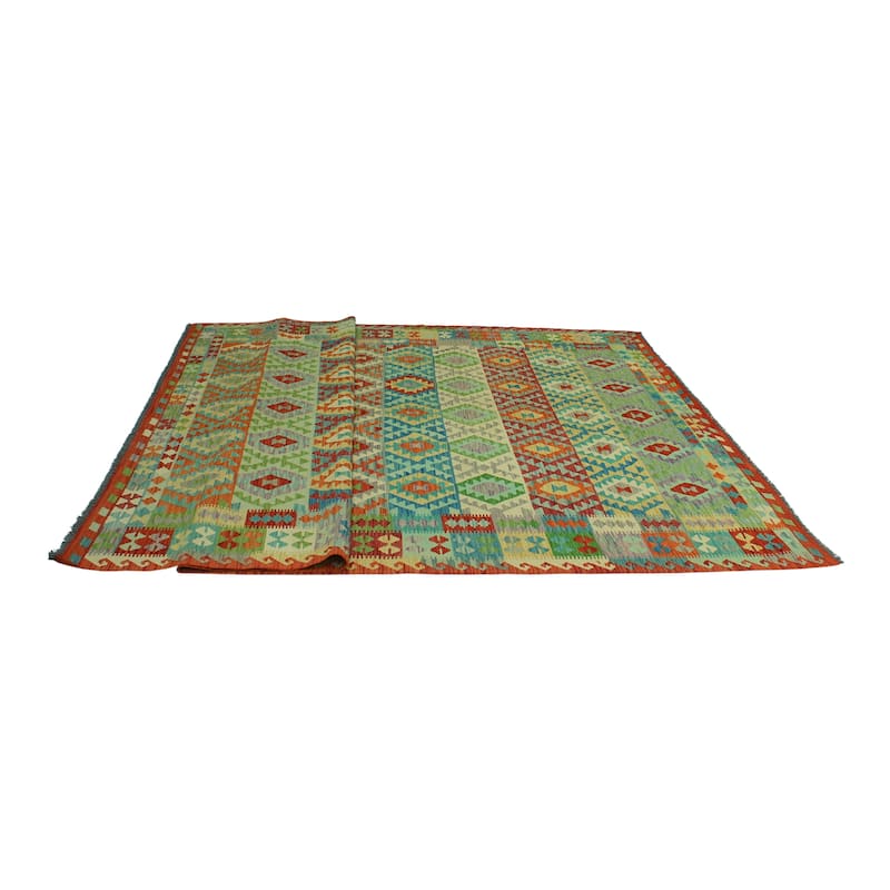 Hand-Woven Sangat Kilim Binnaz Rust/Ivory Rug - 8'5" x 11'5"