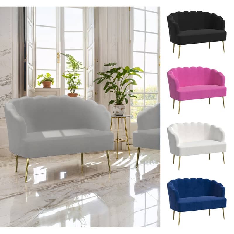 Velvet Comfortable Softness Metal Legs Loveseat Sofa