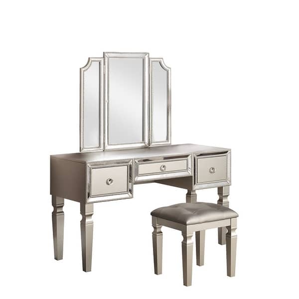 Fabric and Wood Vanity Set with Stool On Sale Bed Bath & Beyond