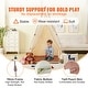 preview thumbnail 7 of 10, Beige Peach Skin Kids Teepee Tent with Mat, Pop-Up Playhouse for Ages 1 to 5 - 50.4” D x 49.2” W x 68.9” H