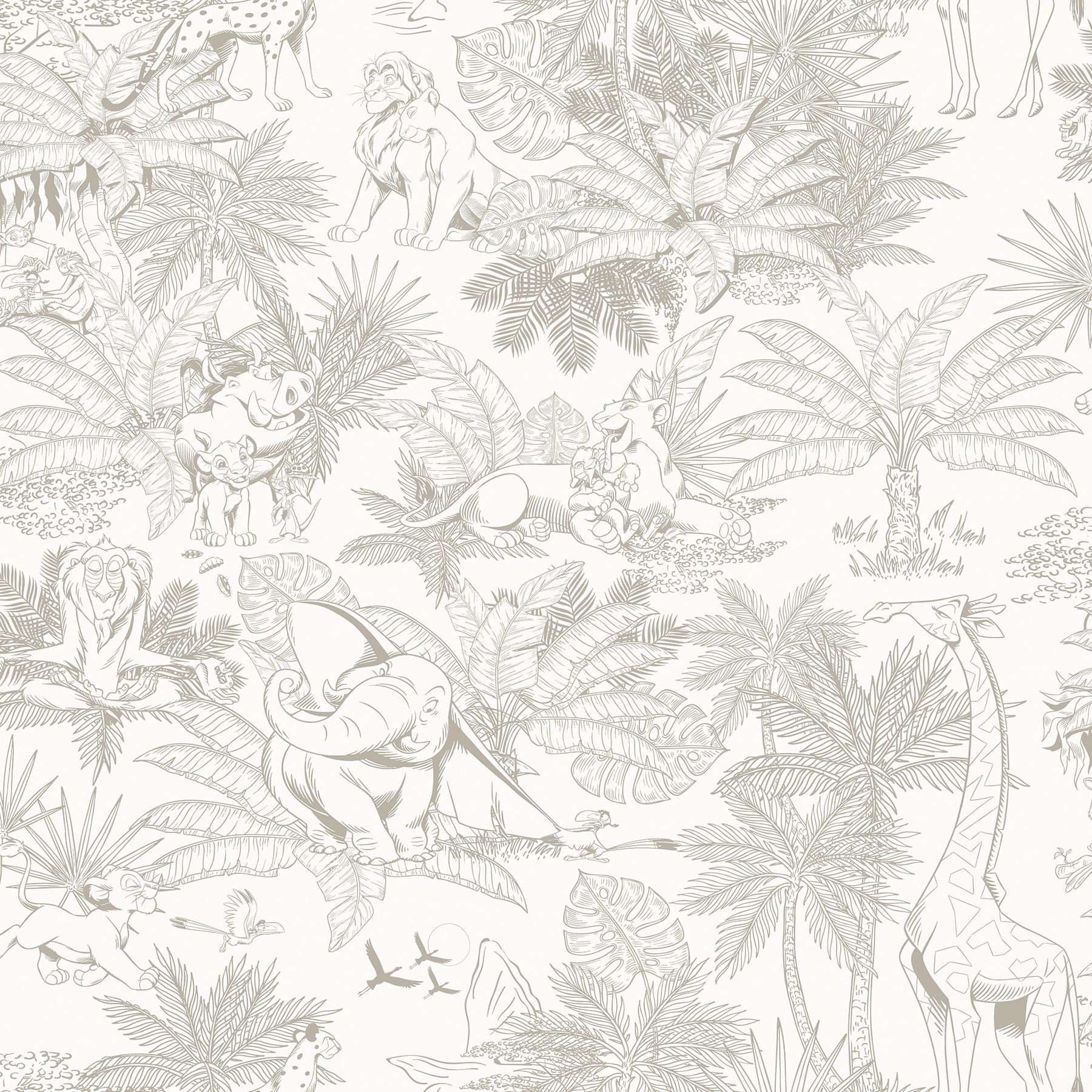 RoomMates Disney Lion King Tropical Toile Beige Peel and Stick Wallpaper