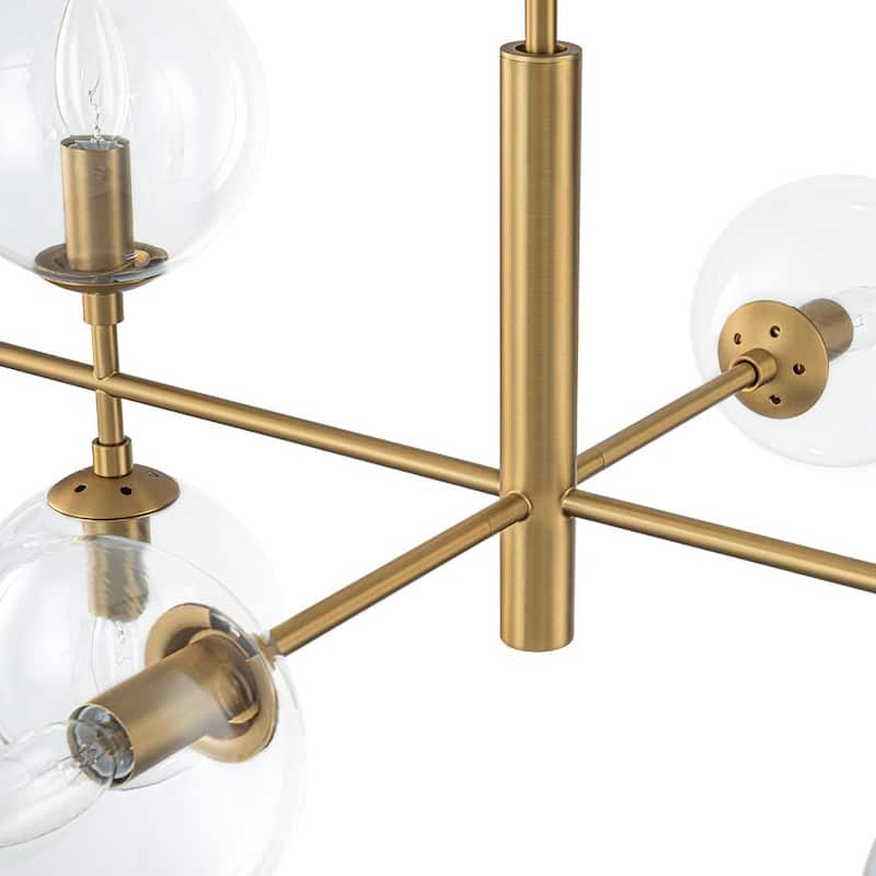 Mid-Century 8-Light Clear Glass Globe Sputnik Island Chandelier