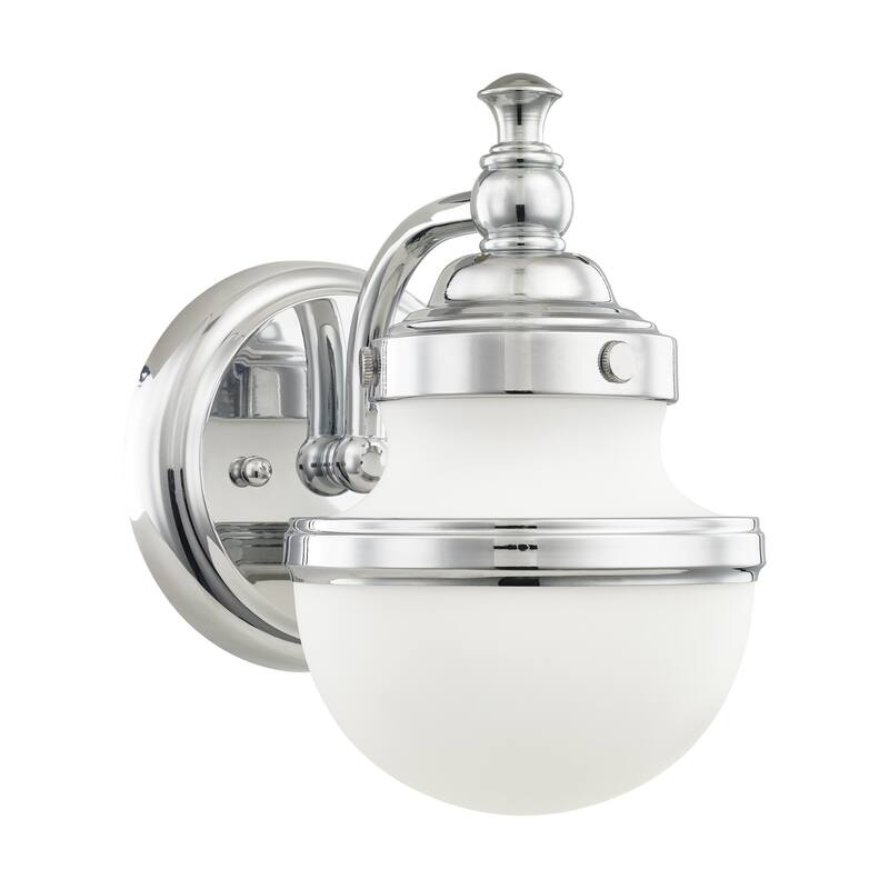 Livex Lighting Oldwick Single Light 8" Tall Bathroom Sconce with White