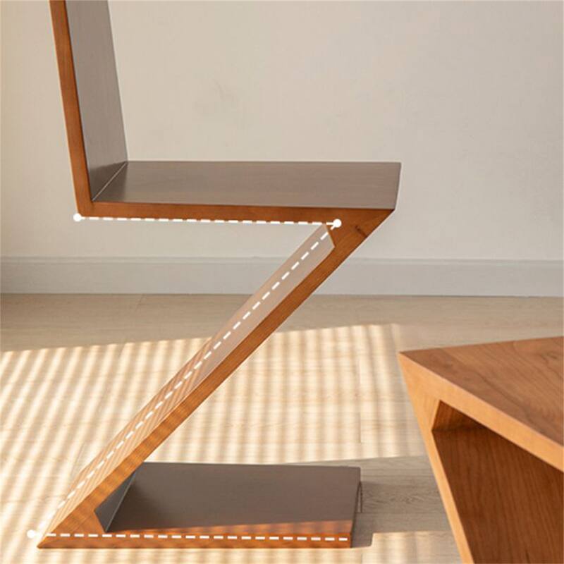 Z-shaped Solid Wood Backrest Dining Chair Creative Retro Single Seat Walnut