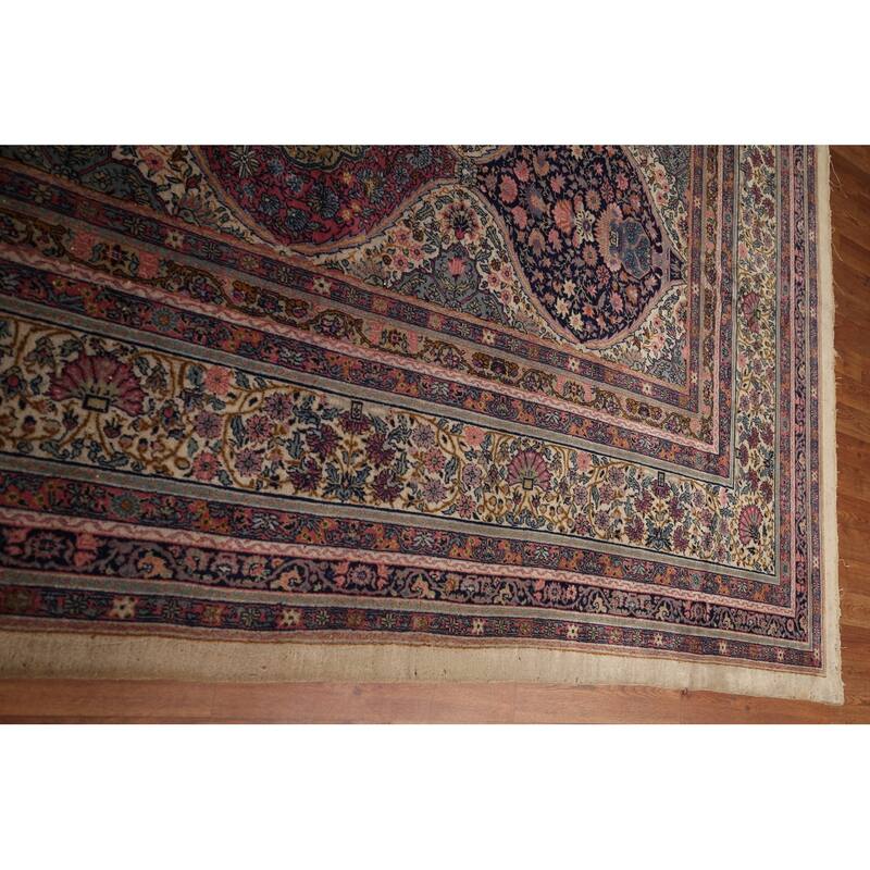 Vegetable Dye Kerman Persian Large Rug Handmade Wool Carpet - 13'3" x 17'3"