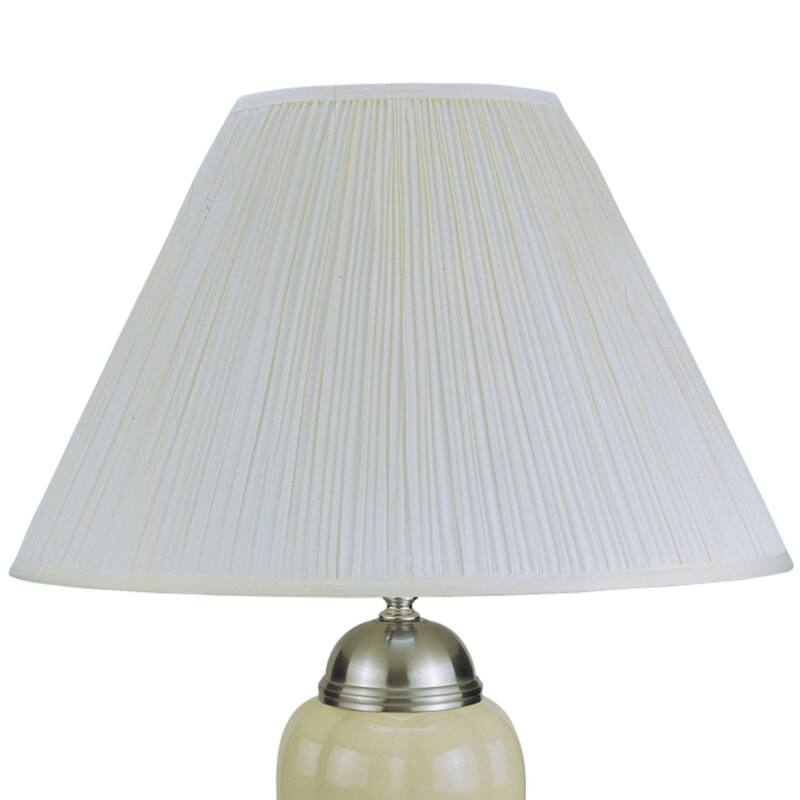 27" Tall Ceramic Table Lamp, Urn-Shaped with Silver / Ivory finish, Linen Shade
