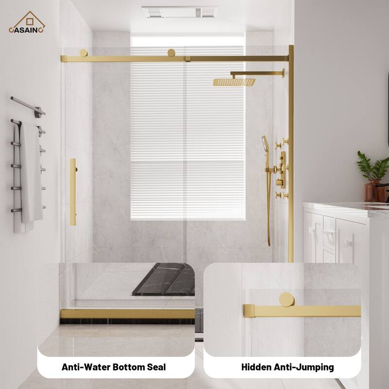 CASAINC 60 in. W x 76 in. H Sliding Frameless Shower Door with SGCC Certification