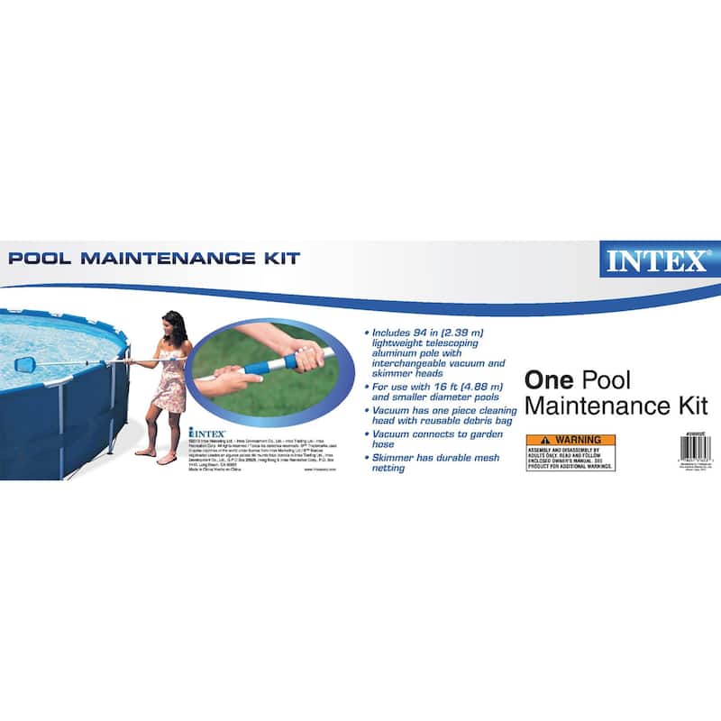 Intex 12ft x 30in Prism Frame Above Ground Swimming Pool and Maintenance Kit