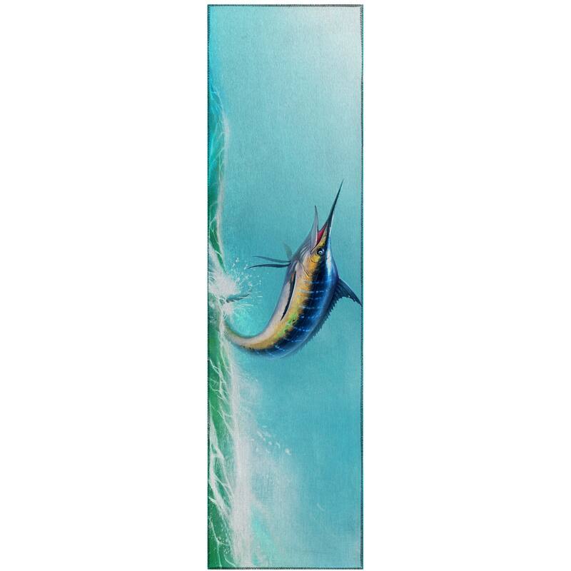 Indoor/Outdoor Harpswell Swordfish Washable Rug
