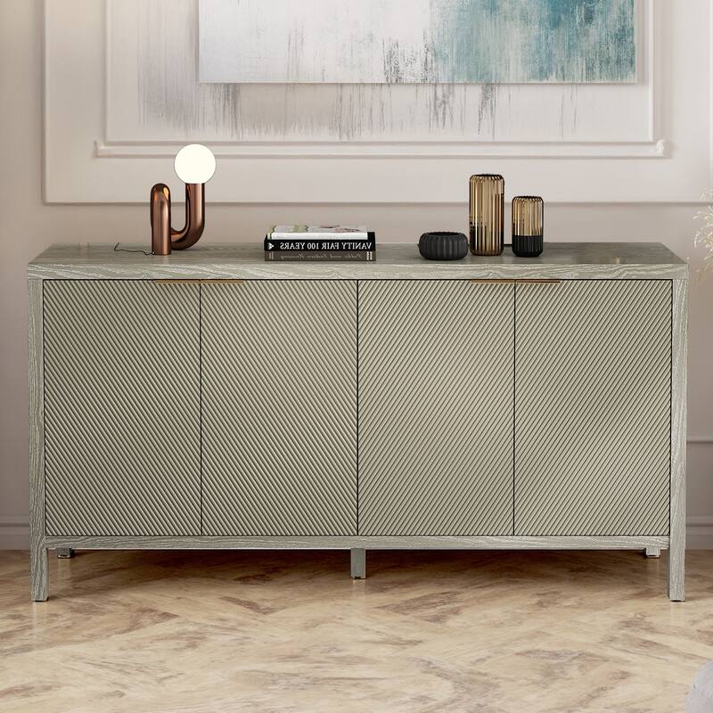 Sideboard Buffet Cabinet with 4 Doors, Console Table with Adjustable Shelves, Storage Cabinet with Wooden Legs