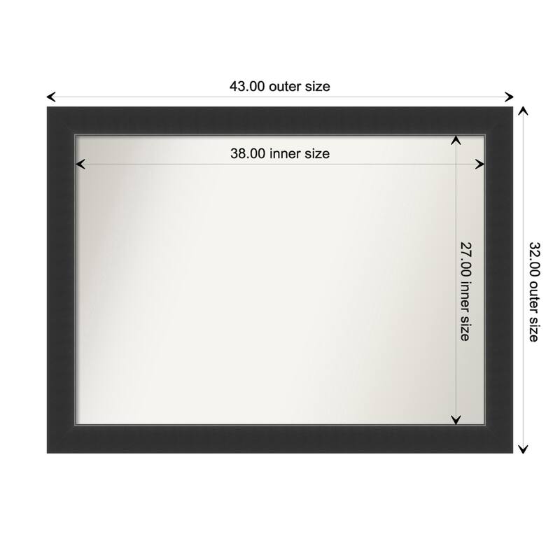 Corvino Black Framed Non-Beveled Custom Wall Mirror, Bathroom Vanity Mirror - Outer Size: 43 x 32