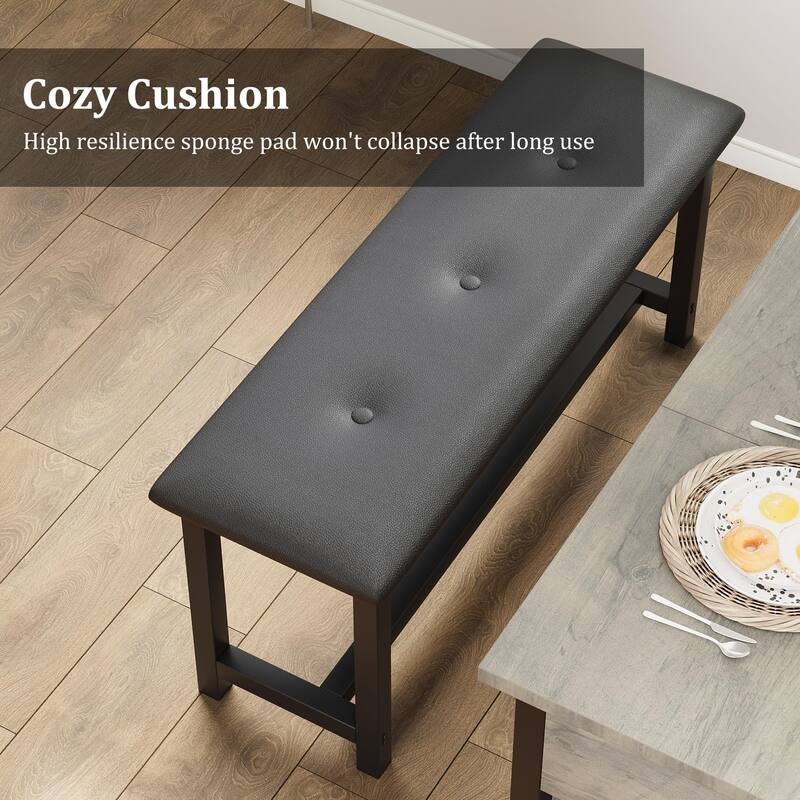 3 Piece Dining Table with Upholstered Benches, Storage Drawer