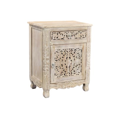 Florence 1-Drawer 1-Door Carved Nightstand
