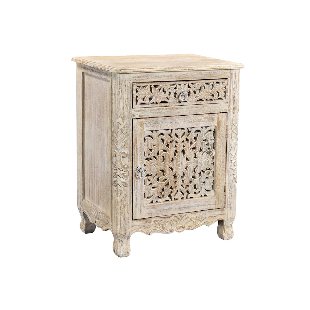 Florence 1-Drawer 1-Door Carved Nightstand