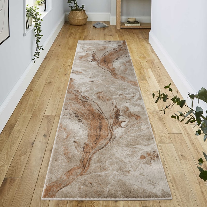 Superior Morwenna Modern Abstract Watercolor Indoor Area Rug or Runner - 2' 7" x 12 - Beige