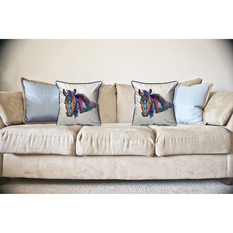Betsy Drake Nellie Horse Multicolor Polyester 16-inch x 20-inch Indoor/Outdoor Throw Pillow