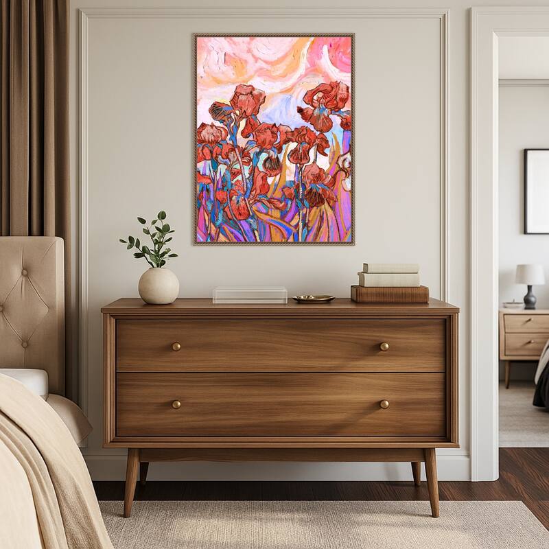 Floral paint by Mathieu Jeuf (23 x 30 in.), Framed Canvas Wall Art Print