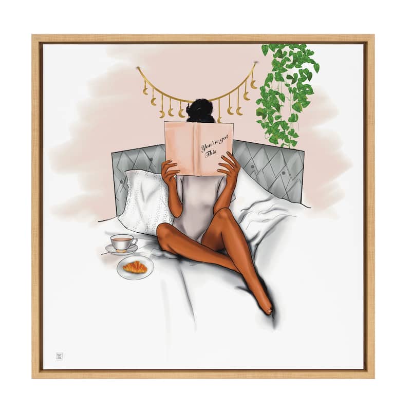 Kate and Laurel Sylvie Book Bed And Faith Framed Canvas by Mary Joak