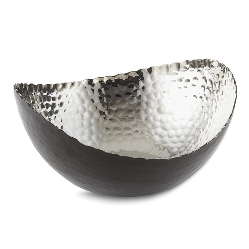 Curata Small Black Finish with Nickel-Tone Interior Hammered Eclipse Bowl