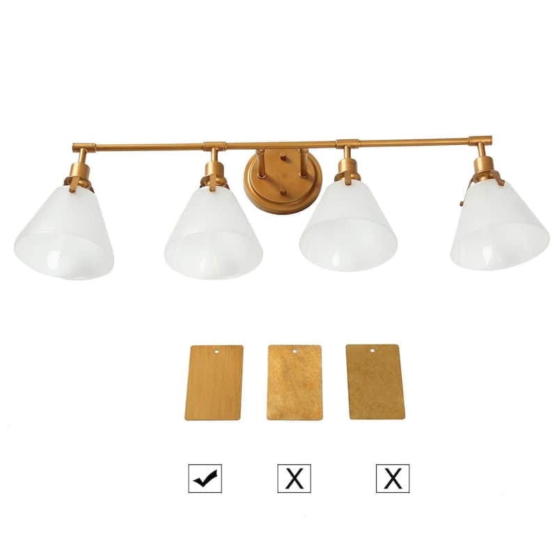 Coney Modern Gold 4-Light Glass Bathroom Vanity Light Wall Sconce - 31.5'' L x 6.7'' W x 10.6'' H