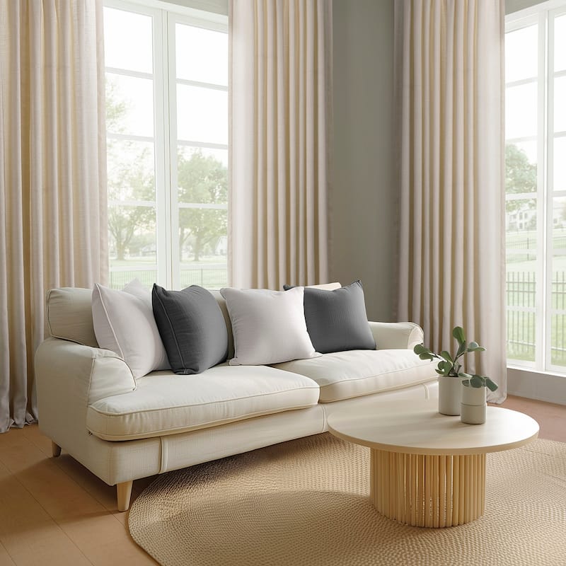 Exclusive Fabrics Raw Linen Weave Light Filtering Curtains for Bedroom & Living Room Curtains Pair - 2 Panel Drapes