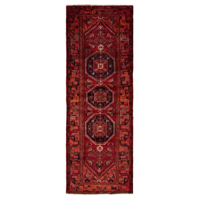 ECARPETGALLERY Hand-knotted Andelz Red Wool Rug - 3'5 x 9'7 - Dark Red - 3'5 x 9'7