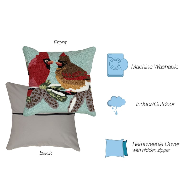 Liora Manne Frontporch Cardinals Indoor/Outdoor Pillow Sky 18" Square