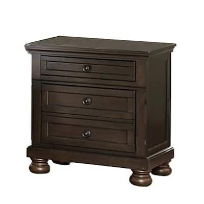 Dark Brown 3 Drawer 18 in. W Nightstand with Sturdy Hardware and Ample Storage
