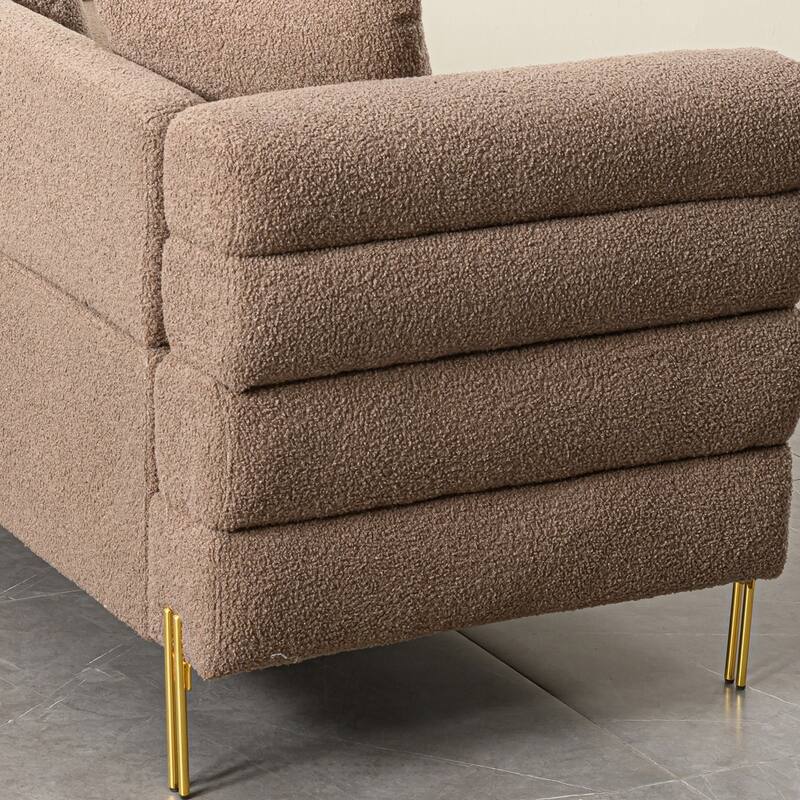 Velvet Upholstered Sofa,Gold Metal Legs,Pillows Included,Living Room