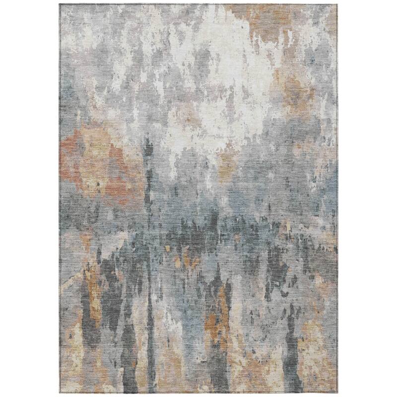Machine Washable Indoor/ Outdoor Abstract Modern Chantille Rug
