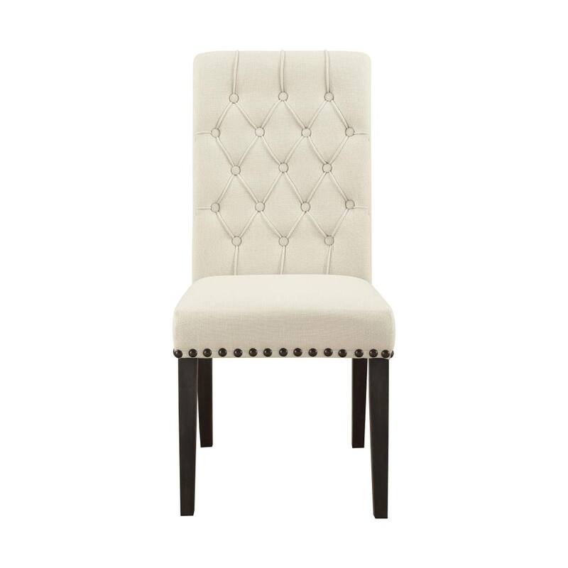 Set of 2 Fabric Upholstered Dining Side Chairs, Beige and Smokey Black