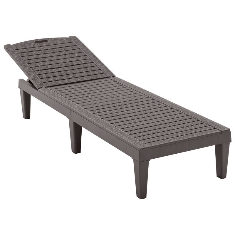 2-Piece Outdoor Chaise Lounges Resin Pool Lounge Chairs Outdoor Chaise Lounge Chair Set with Adjustable Backrest (Set of 2)