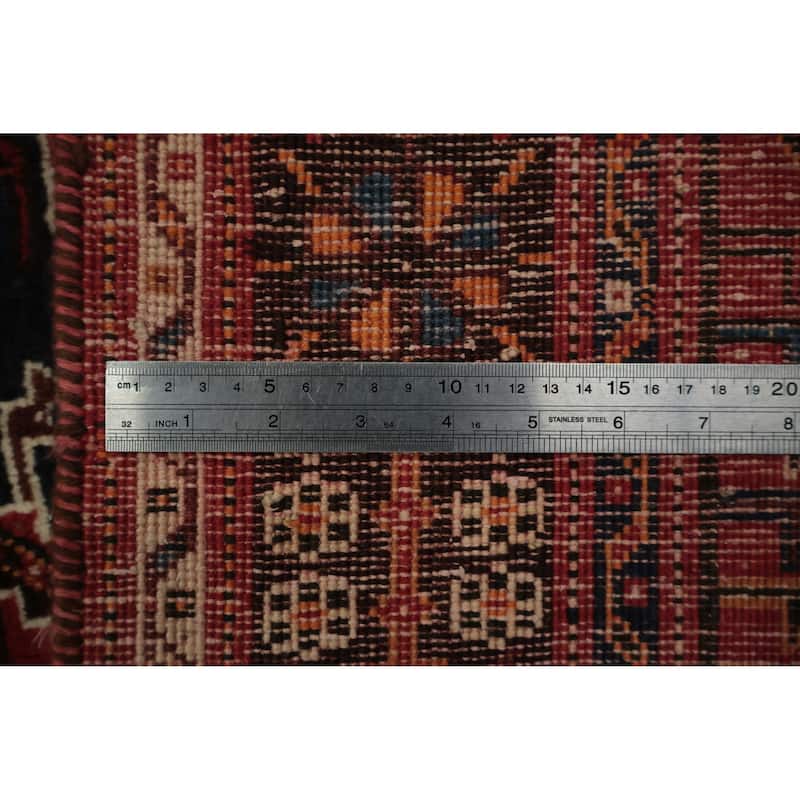 Hand Knotted Oriental 100% Wool Carpet Traditional Medallion Greys & Charcoal Shiraz Area Rug - 9' 11'' X 6' 8''