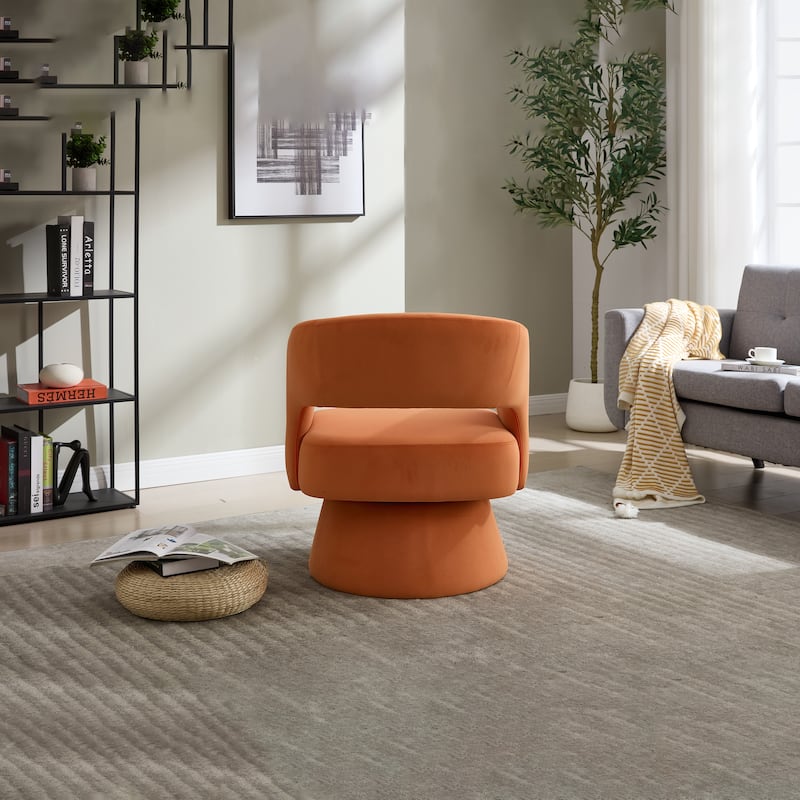 Swivel Barrel Chair, Velvet Accent Armchair 360 Degree Swivel Club Chair for Living Room Bedroom Reception Room
