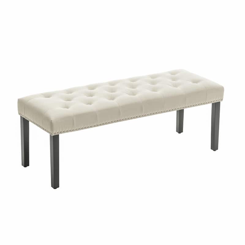 Porthos Home Gil Fabric Upholstered Accent Bench with Rubberwood Legs - Beige