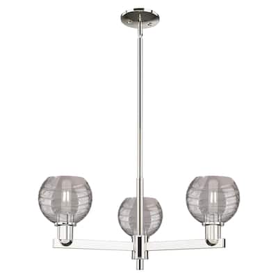 Innovations Lighting Downtown Urban - Athens Deco Swirl - 3 Light 18" Chandelier - Polished Nickel, Light Smoke Deco Swirl