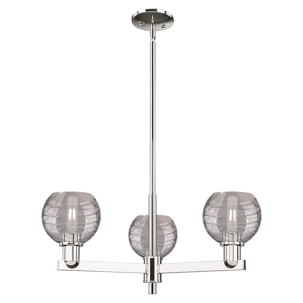 Innovations Lighting Downtown Urban - Athens Deco Swirl - 3 Light 18" Chandelier - Polished Nickel, Light Smoke Deco Swirl