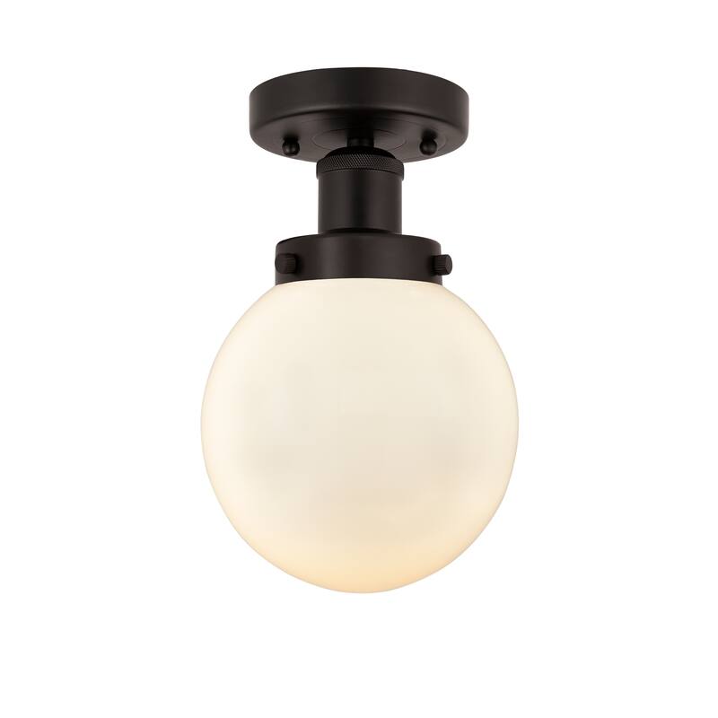 Innovations Lighting Beacon - 1 Light 6" Semi-Flush Mount - Oil Rubbed Bronze/Matte White