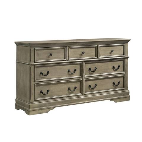 7 Drawers Wooden Dresser with Metal Handles in Wheat