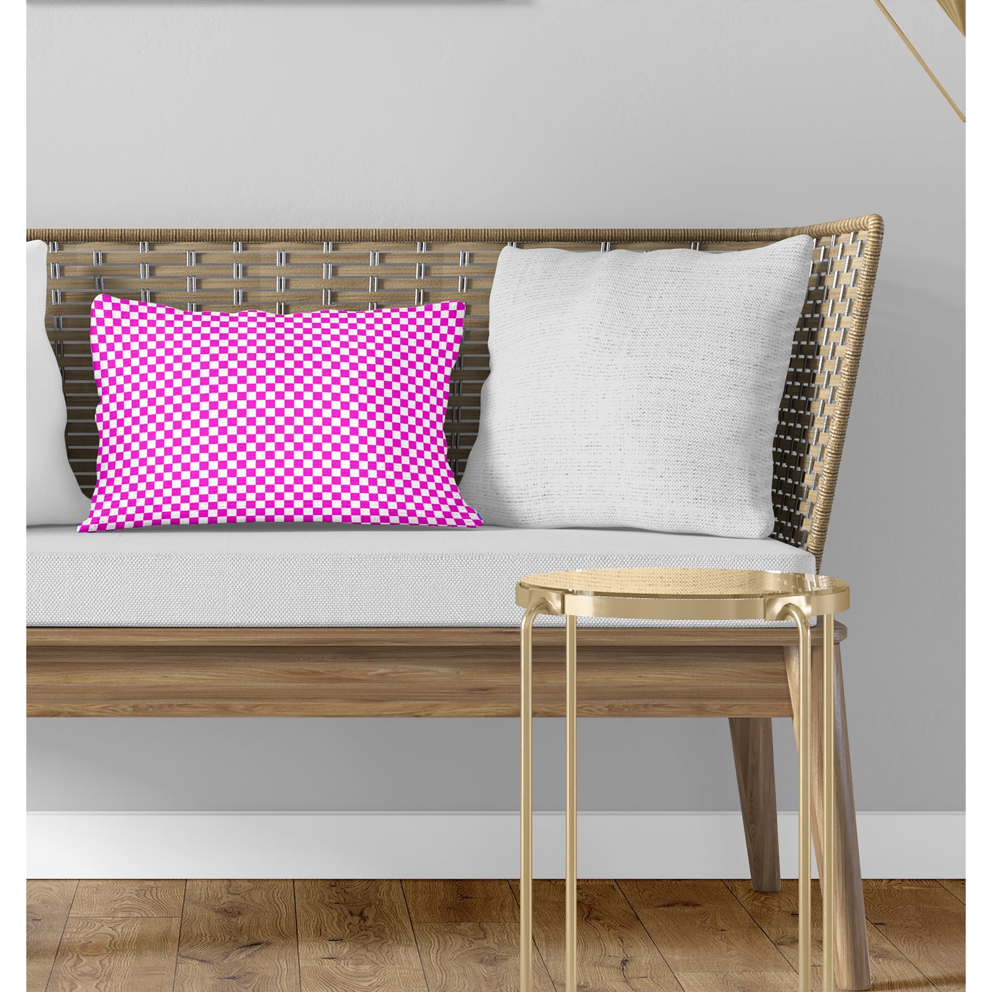 CHECKER BOARD FUSCHIA Lumbar Pillow By Kavka Designs Bed Bath