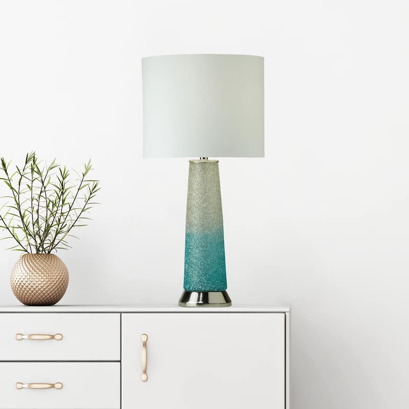 Bliss River of Goods Ombre Pink Glass and Metal 22-Inch Table Lamp