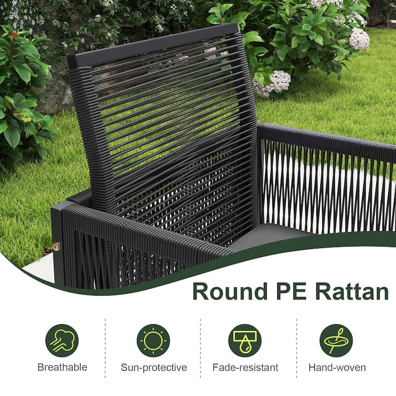 Costway 9 PCS Patio Dining Set with PE Rattan Chairs Tempered Glass - See Details