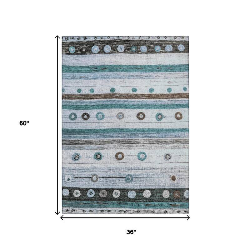 HomeRoots Striped Transitional Rectangle Outdoor Rug