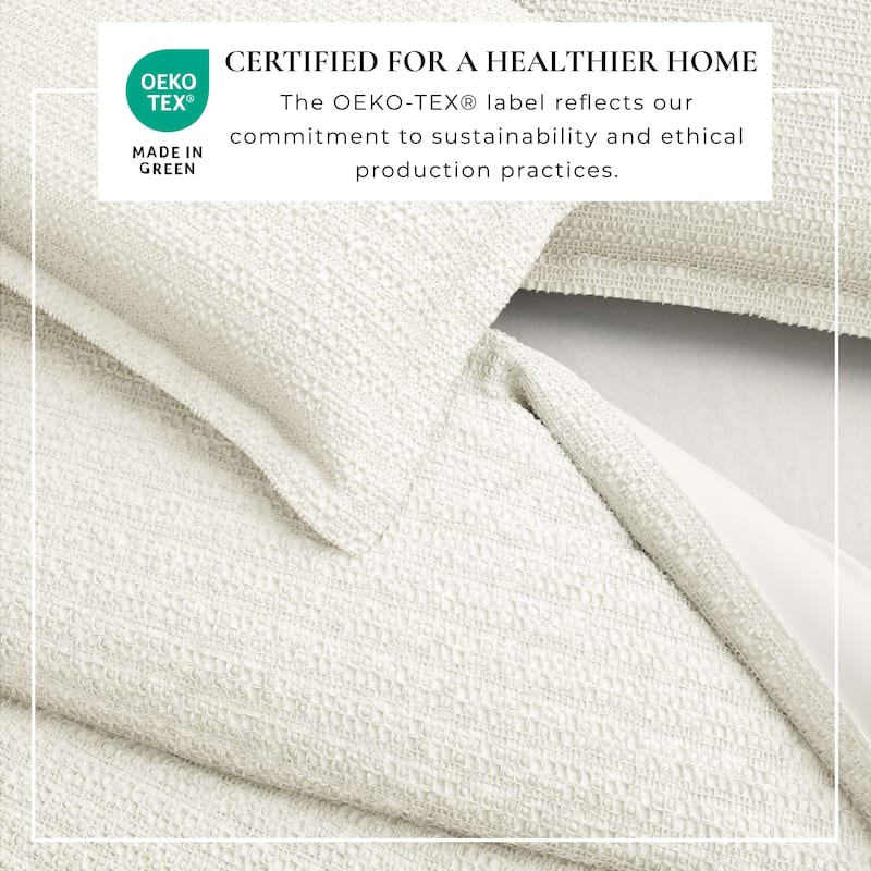 Linery & Co. 100% Cotton Reversible Honeycomb Waffle / Percale Duvet Cover Set