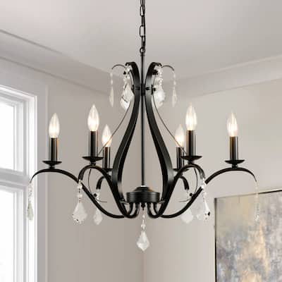 Farmhouse 6-Light French Country Crystal Chandelier