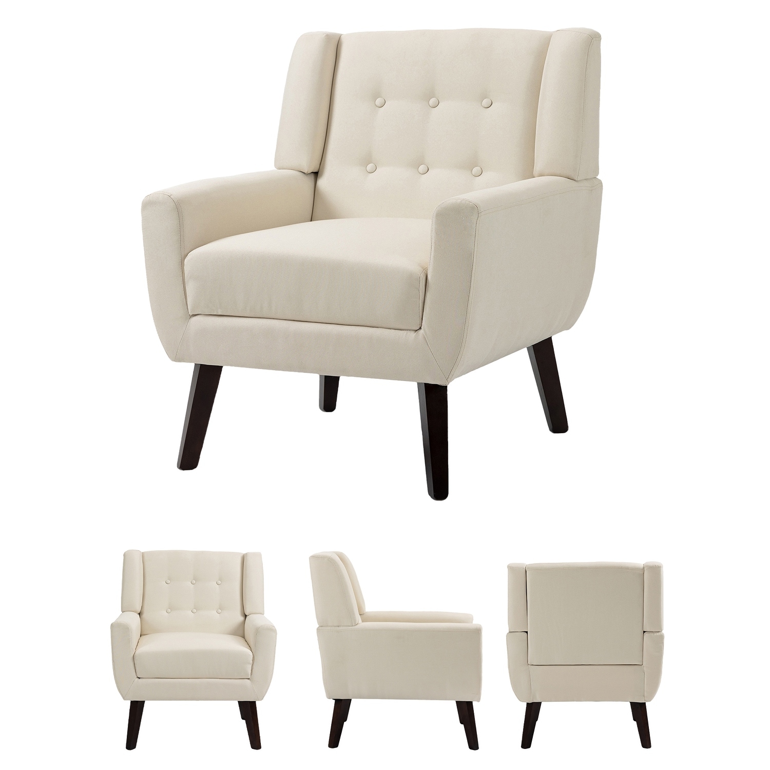 Modern Cotton Linen Upholstered Accent Chair for Living Room-image