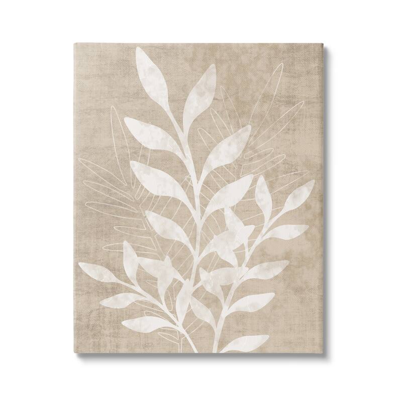 Stupell Neutral Plant Leaf Collage Stretched Canvas Wall Art, Design by Natalie Carpentieri - 36 x 48